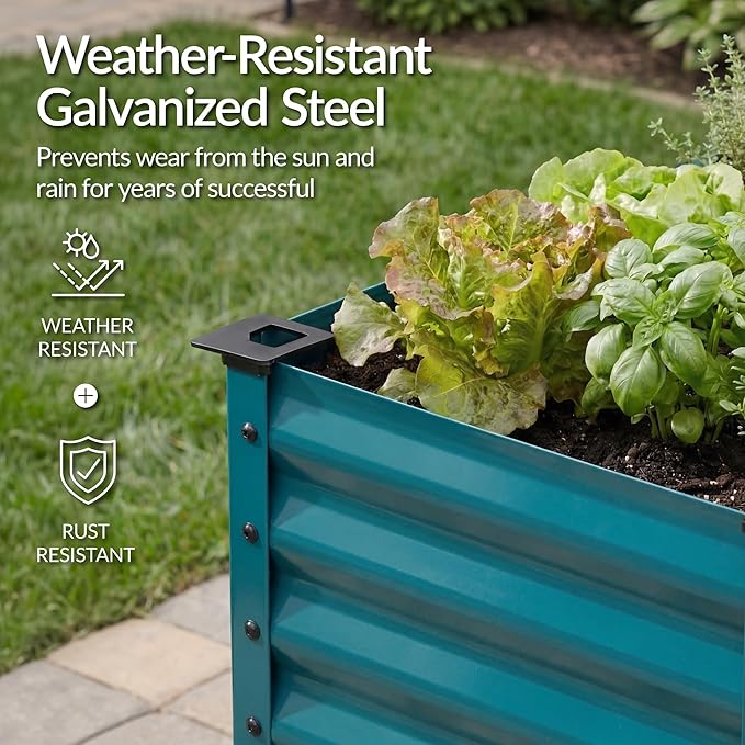 Best Choice Products 48x24x30in Galvanized Raised Garden Bed, Metal Elevated Planter Box, Vegetable Garden for Backyard, Patio, Balcony - Peacock Blue