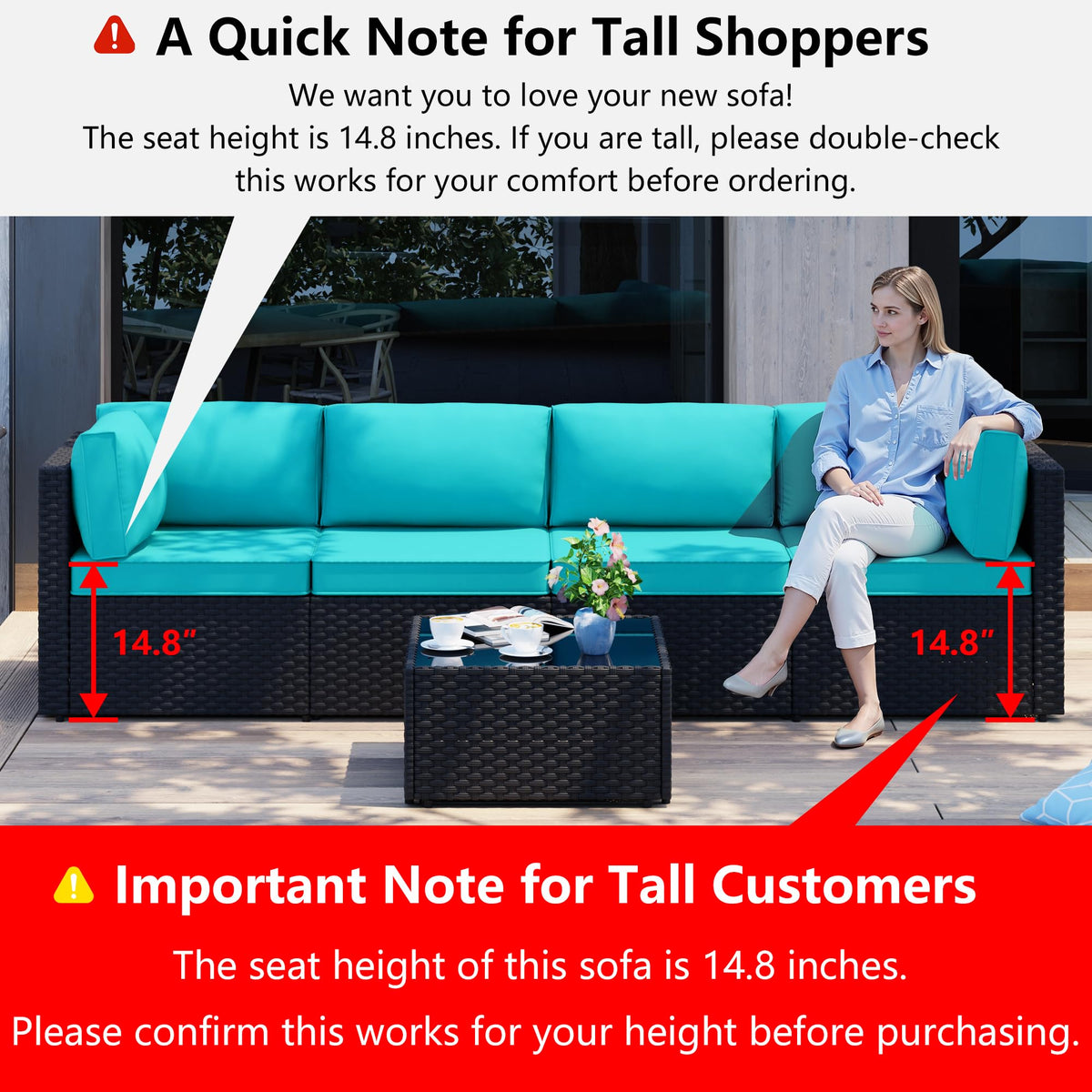 5 Pieces Outdoor Patio Sectional Sofa Couch (Blue / 5 Pieces Set)