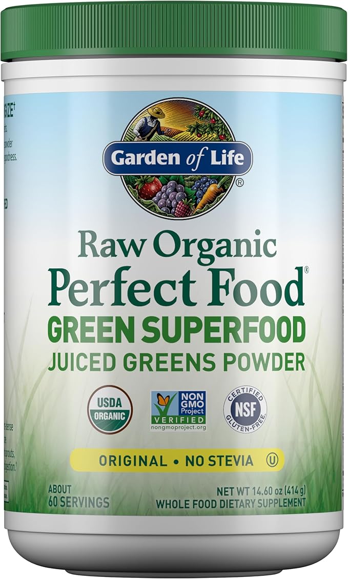 Garden of Life Holistic Wellness Bundle – Perfect Food Powder 30 Servings + Grass Fed Collagen Peptides 28 Servings + Vegan Vanilla Protein with BCAAs & Probiotics 20 Servings