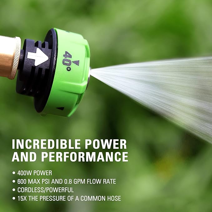 Greenworks 24V (600 PSI) Portable Power Cleaner, 4.0Ah USB Battery and Charger Included