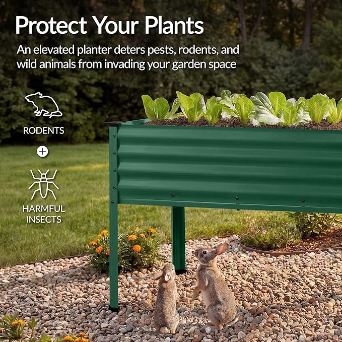 Best Choice Products 48x24x30in Galvanized Raised Garden Bed, Metal Elevated Planter Box, Vegetable Garden for Backyard, Patio, Balcony - Dark Green