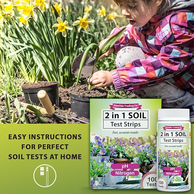 PH and Nitrogen Soil Test Kit with Test Tube - 100 Test Included - Professional Testing Kit for Home Garden Lawn Yard Grass