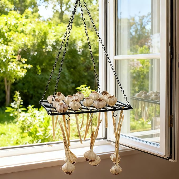 Herb Drying Rack - Hanging Mesh Dryer for Garlic, Onion, Herbs, and Plants - Space-Saving Design (14.5x28 inches) - Perfect for Kitchen and Garden Use - Easy to Clean and Store
