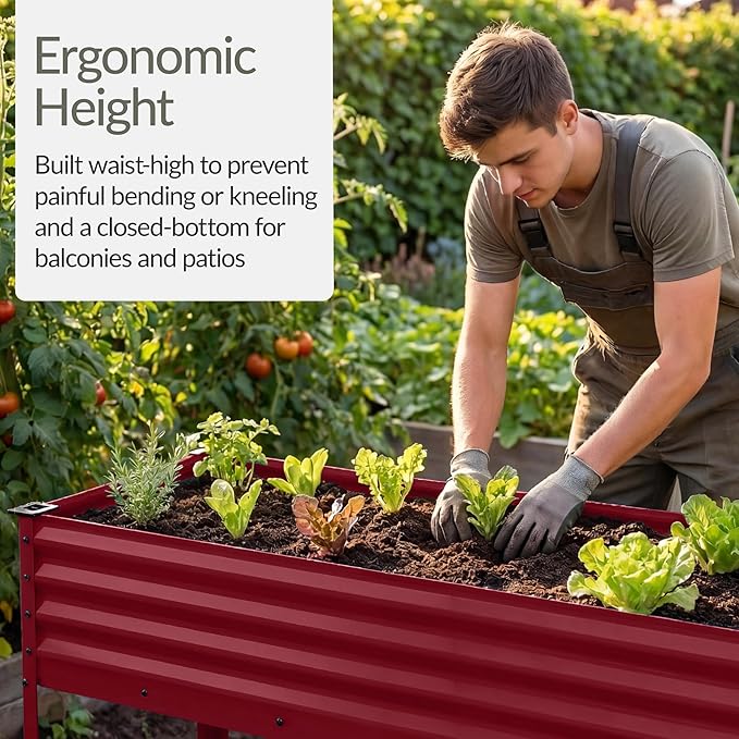 Best Choice Products 48x24x30in Galvanized Raised Garden Bed, Metal Elevated Planter Box, Vegetable Garden for Backyard, Patio, Balcony - Royal Red