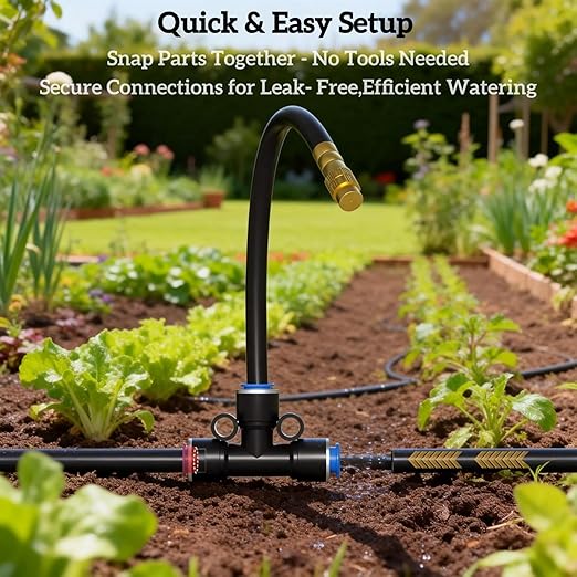 Drip Irrigation System for Garden - 40 Ft Drip Irrigation Kit with 13 360°Adjustable Copper Nozzles Hose, Automatic Atomizing Plant Watering Sprinkler System for Yard, Lawn, Greenhouse, Potted