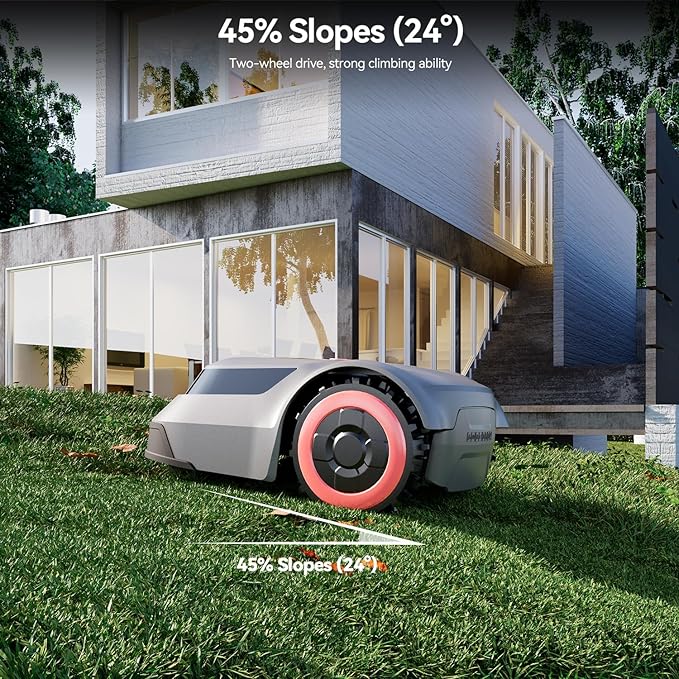 Redkey MGC1000 Robot Lawn Mower with 390ft Boundary Wires for 0.12 Acre (1/8 Acre), 45% Slope, 70Mins Runtime, Auto Recharge, Automatic Robotic Lawn Mower w/Precise Location & Breakpoint Detection