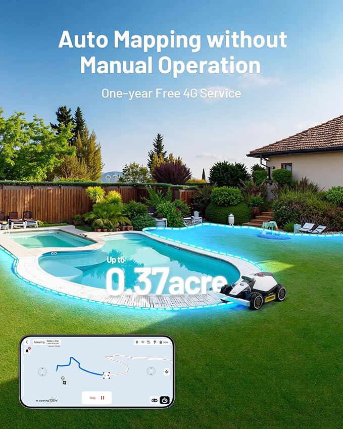 Mammotion LUBA Mini AWD 1500H Robot Lawn Mower with 4G, Reception 0.37 Acre, Max. 0.45 Acre, All-Wheel-Drive for 80% Slope, UltraSense AI Vision+RTK Auto-Mapping, Cutting Height 2.2"-4.0"