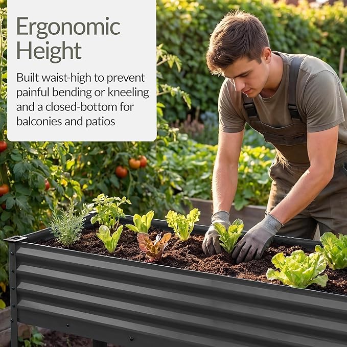 Best Choice Products 48x24x30in Galvanized Raised Garden Bed, Metal Elevated Planter Box, Vegetable Garden for Backyard, Patio, Balcony - Charcoal