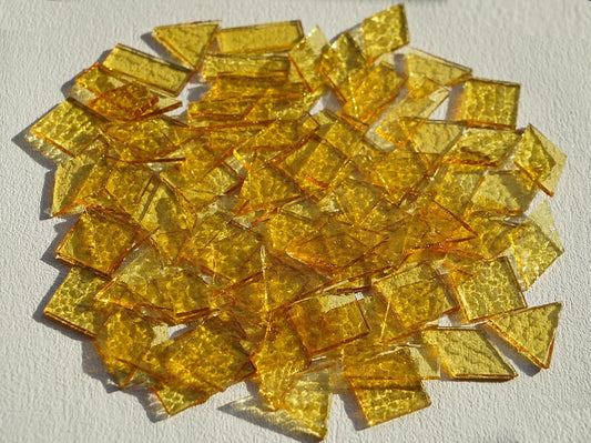 Large Transparent Textured Glass Mosaic Tiles for DIY Glass Crafts, 200g Stained Glass Pieces Supplies for Mosaic Art, Cathedral Mosaic Glass Tiles for DIY Mosaic Art and Crafts, Gold Haze