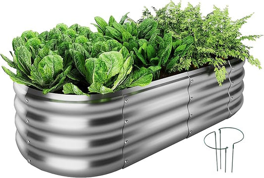 Galvanized Metal Raised Garden Bed Kit, 4x2x1ft Outdoor Planter Box, Garden Grow Bed for Vegetables, Flowers, Patio Gardening