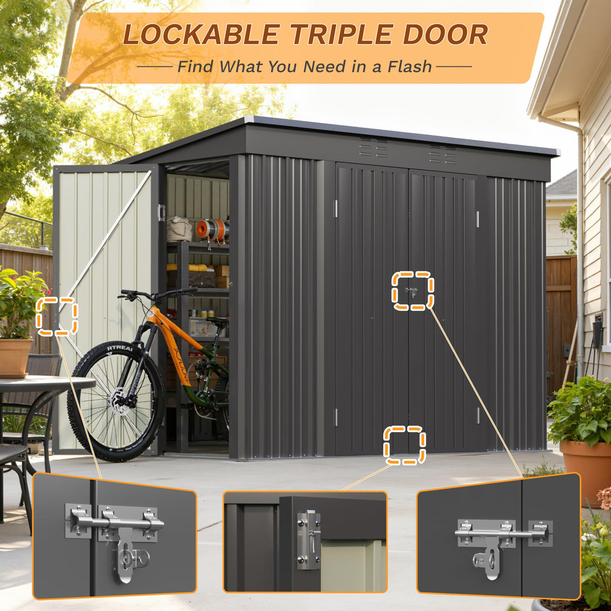 8x4FT Outdoor Storage Shed (8x4 / Black)