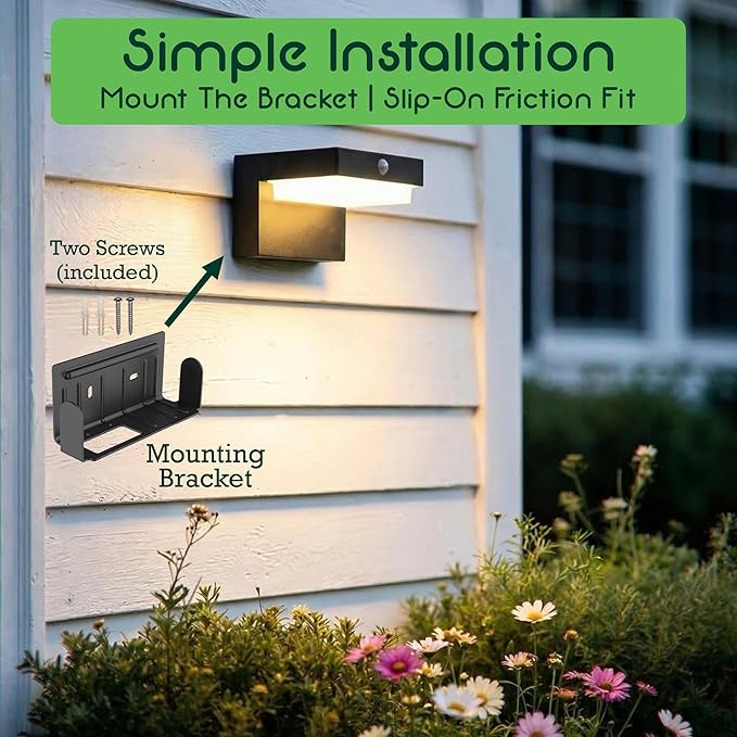 Square Solar Wall Lights - Solar Powered Wall Lamps - LED Lights - PIR Sensor & Two Lighting Modes - Rechargeable Battery Lasts Up to 55 Hours - 3000K - IP44 Weather Resistant - 2 Pack
