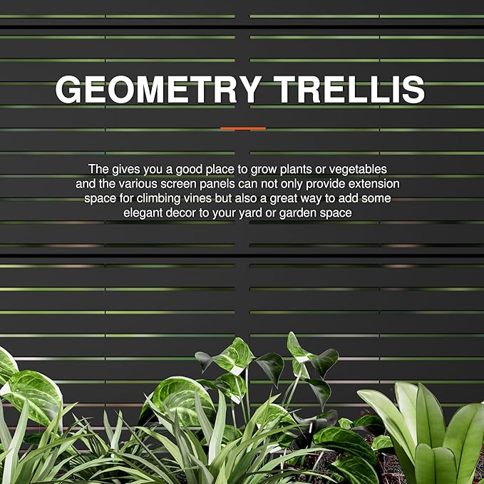 Casaphoria Metal Raised Garden Bed with Trellis and Wheels, 47"x47"x16" Planter Box for Climbing Plants, Vegetables & Vines, Features Drainage Holes and Privacy Screen (Black-Louvered)