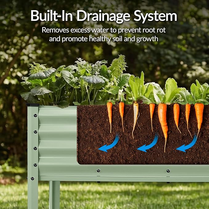 Best Choice Products 72x24x30in Non Toxic Galvanized Raised Garden Bed, Metal Elevated Planter Box, Vegetable Garden, 100% Non Toxic Materials - Sage Green