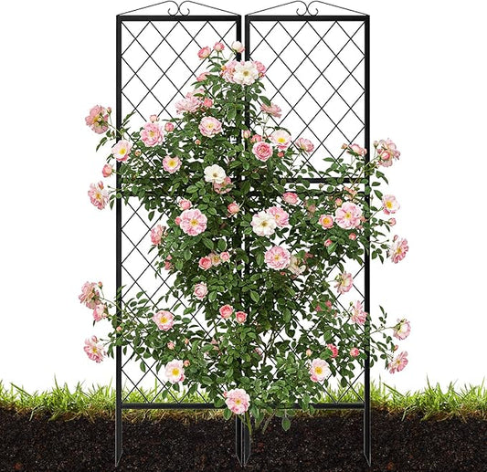 2 Pack 71 Inch Metal Garden Trellis for Climbing Plants, Thickened Square Tube Metal Garden Trellis for Vines Plant Rose Vegetable Support,Large Decorative Outdoor Trellis