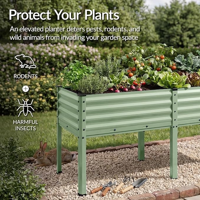 Best Choice Products 72x24x30in Non Toxic Galvanized Raised Garden Bed, Metal Elevated Planter Box, Vegetable Garden, 100% Non Toxic Materials - Sage Green