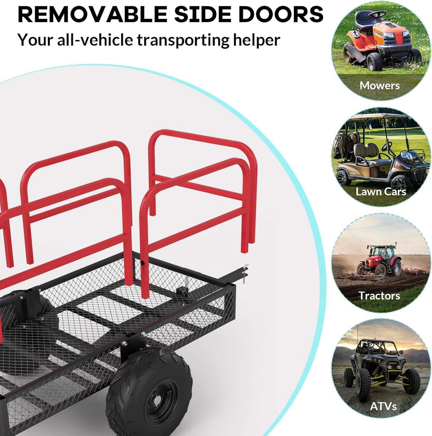 GAOMON Heavy Duty Utility Cart Cargo Trailer, 1700 Lbs 15 Cubic Feet, Yard Utility Trailer with Removable Sides and Handle, Garden Dump Cart for Hauling Behind Lawn & Garden Tractors