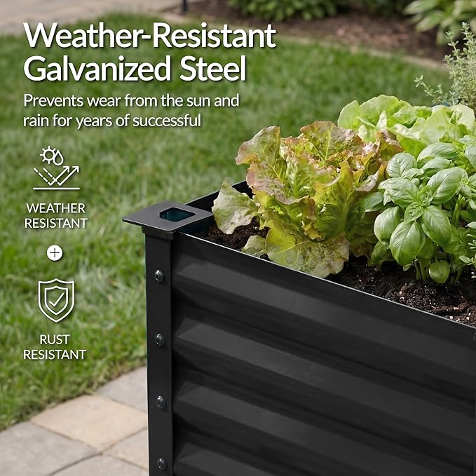 Best Choice Products 48x24x30in Galvanized Raised Garden Bed, Metal Elevated Planter Box, Vegetable Garden for Backyard, Patio, Balcony - Black