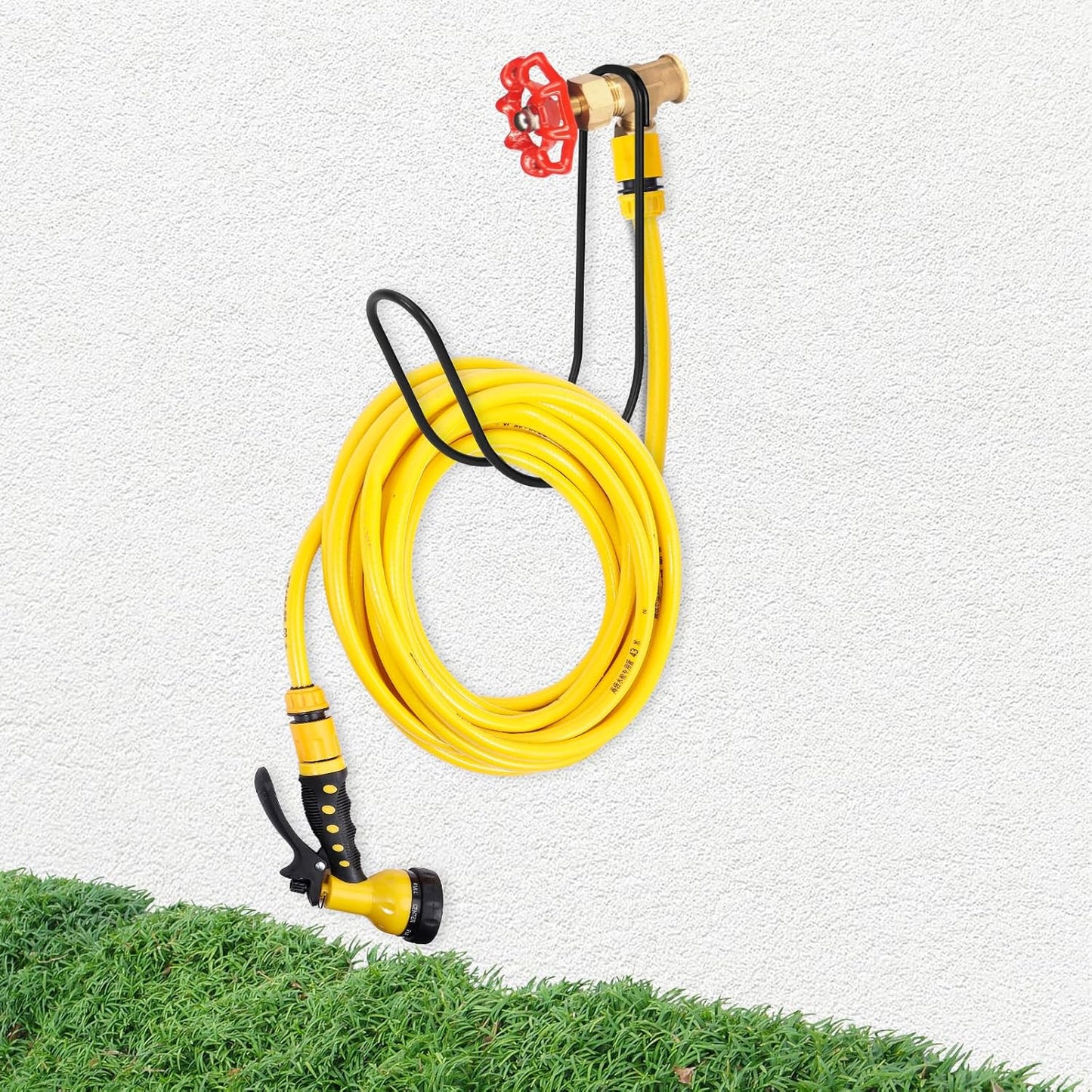 Garden Hose Holder Water Hose Hanger Wall Mounted,304Stainless Steel Solid Hose Hook Holds Up to 50Ft Garden Hose, Expandable Hose, Water Hose(Matt Black 2pcs)