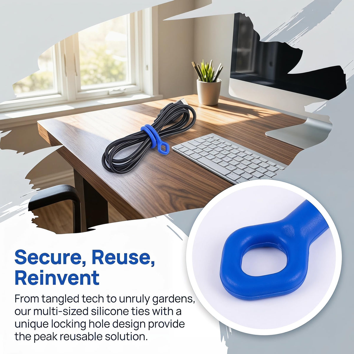 Twist Ties Silicone Cable Ties with Holes (Blue)