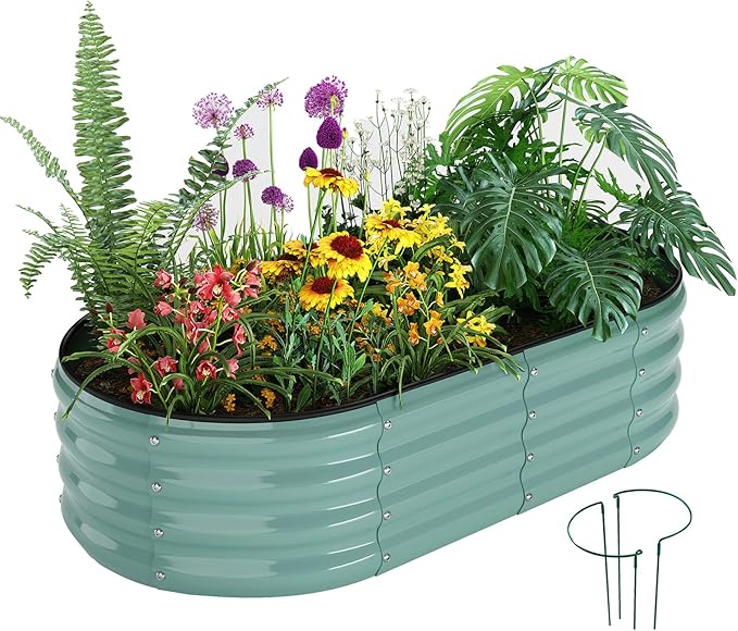 Metal Planter Garden Flower Bed Raised Beds for Gardening Galvanized 4x2x1ft Galvanized Garden Bed