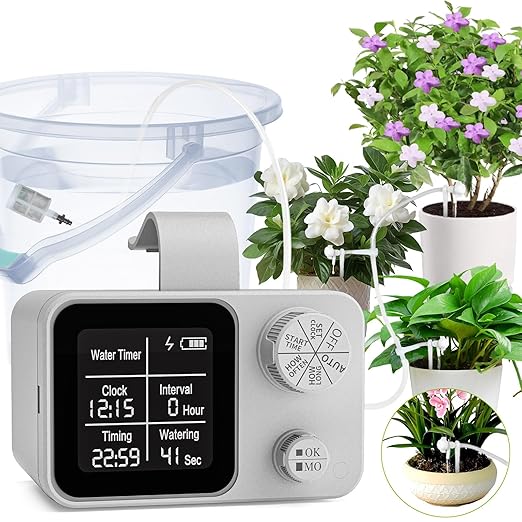 Automatic Plant Waterer Indoor Plant Watering Devices System, Self Drip Irrigation System Kit for Indoor Outdoor Garden, Adjustable Drippers, Water 15 Plants