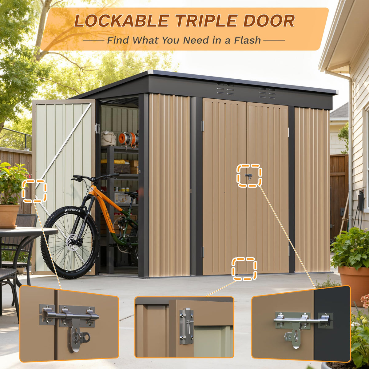8x4FT Outdoor Storage Shed (8x4 / Brown)
