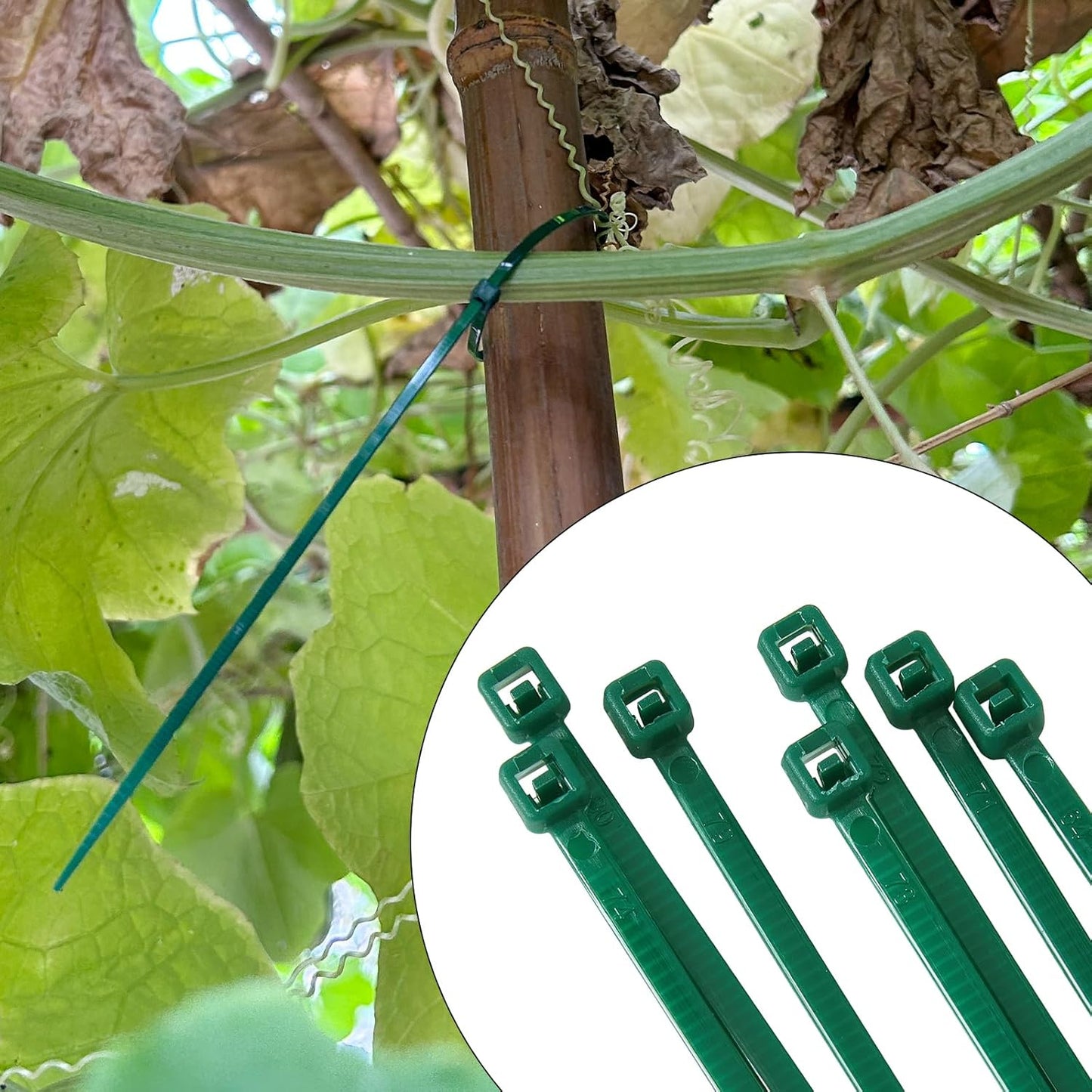 12 inch 3mm Dark Green Nylon Garden Cable Zip Ties Self Locking Cable Ties Twist Ties, Multi-Purpose Cable Tie(100 Pcs)