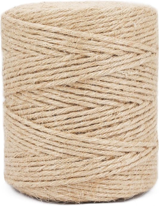 Natural Jute Twine Rope, 500ft x 1/8 inch, 6-Ply Heavy Duty for Crafts, Gardening, Gift Wrapping, Packing,Rustic Decoration
