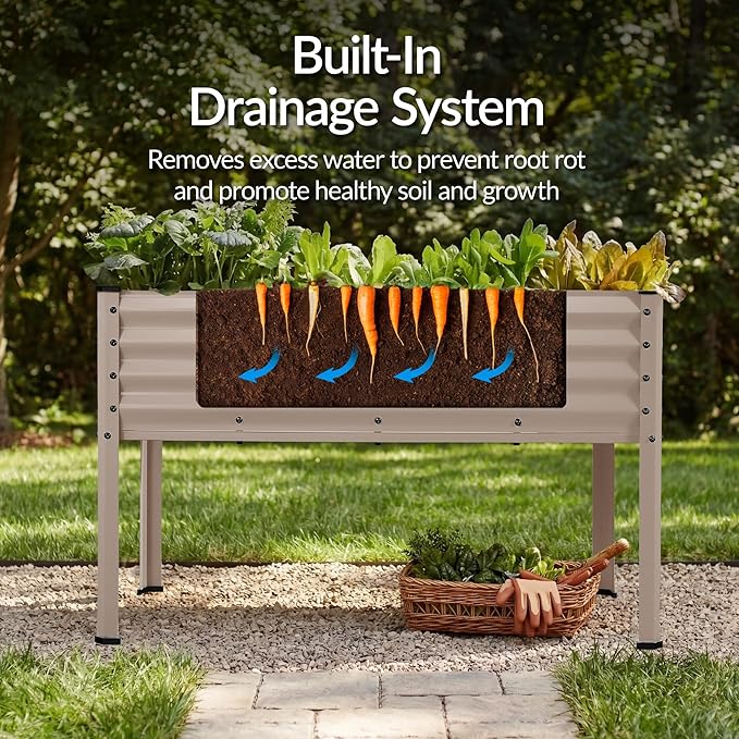 Best Choice Products 48x24x30in Galvanized Raised Garden Bed, Metal Elevated Planter Box, Vegetable Garden for Backyard, Patio, Balcony - Taupe