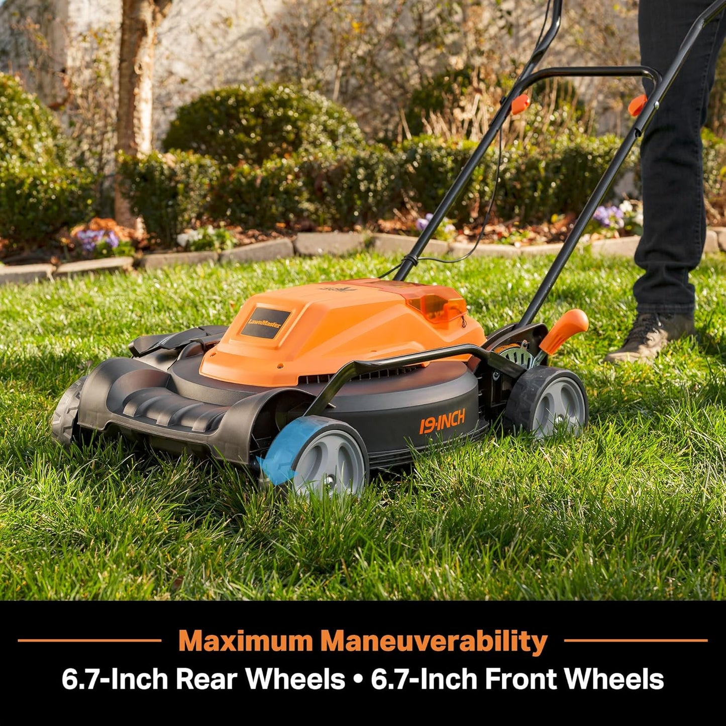 LawnMaster CLMF4819X 19-inch Brushless Cordless Mower with 2X24V MAX* 4.0Ah Battery and a Dual Charger 6 Cutting Position