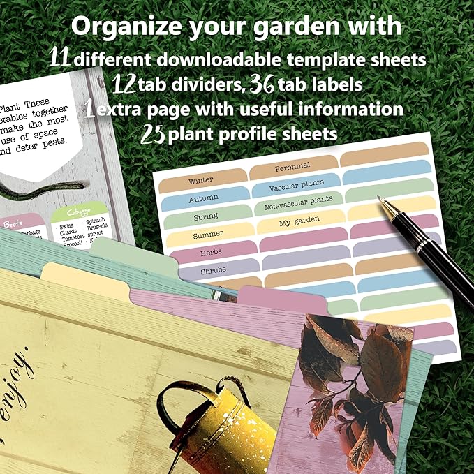 Gardening Starter Kit with Vegetable Planting Chart & Gardening Binder