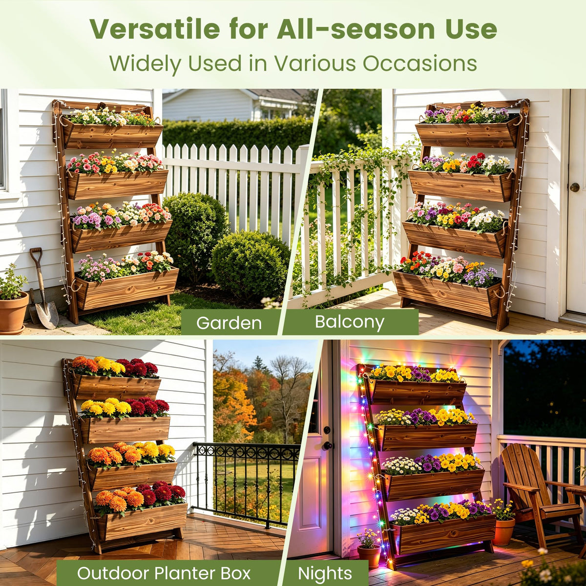 4ft 4 Tier Lighted Wall (51"h-4-tier Raised Garden Bed)