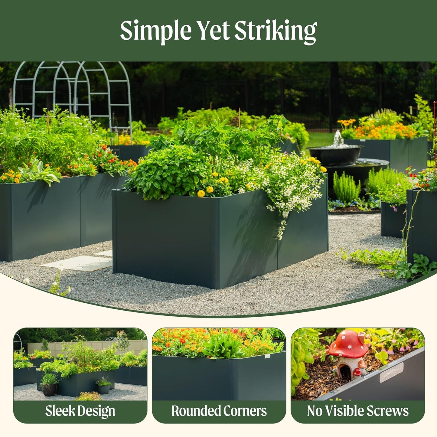 Vego garden Modern Raised Garden Bed 17" Tall 42" x 42" Heavy Cube Planter Box for Trees Plants Flowers Double-Walled Metal Planters for Outdoor Commercial Residential Patio, Urban Charcoal