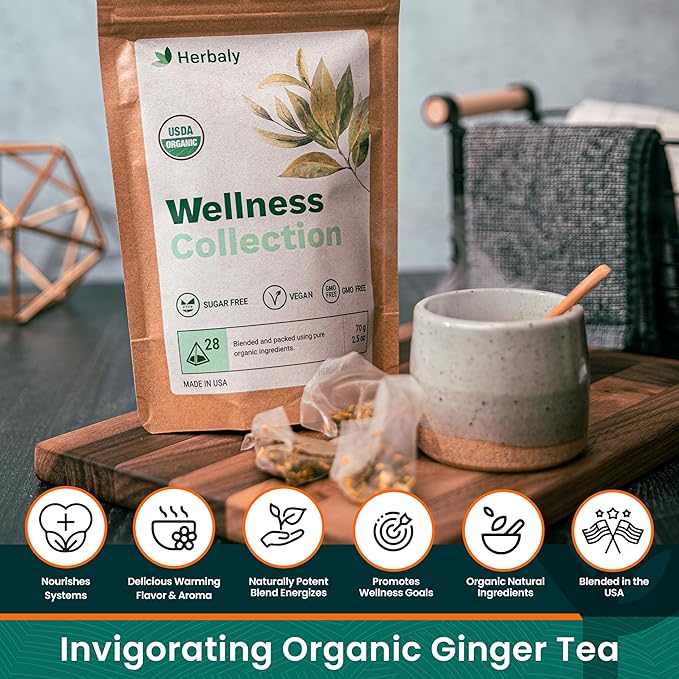 Herbaly Wellness Collection Tea - 8 Active Herbs - Improve General Health, Strengthen Immunity - Natural, Organic, Non-GMO, Vegan, Sugar Free - 3 Pack, 84 Pyramid Tea Bags