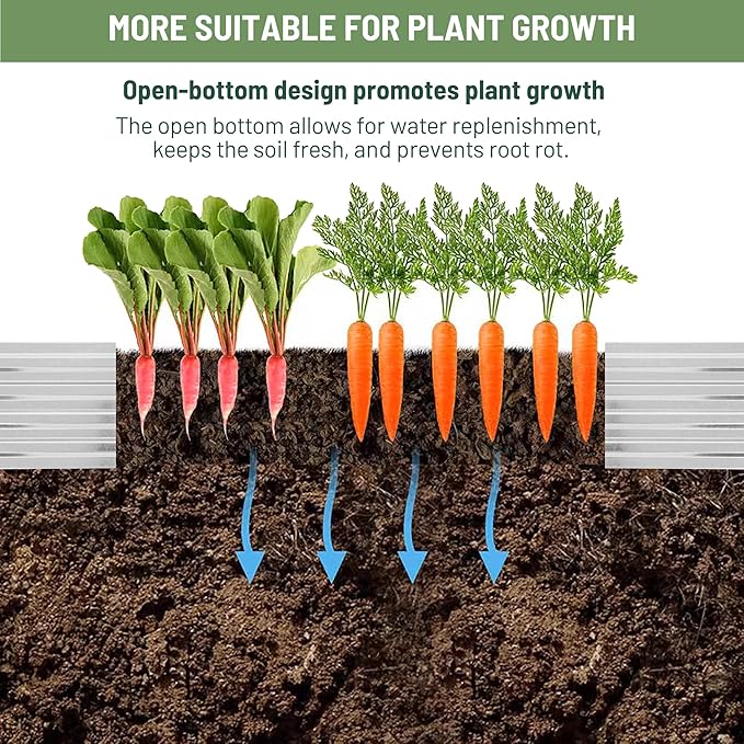 10×3×1FT(2PCS) Galvanized Raised Garden Bed Kit, Metal Planter Boxes,Large Outdoor Planters Garden for Planting Vegetables,Flowers,Herbs -Silver