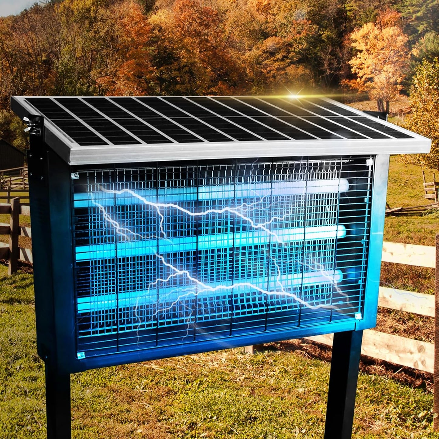 Powerful Super Large Solar Bug Zapper Outdoor for 8000 sq.ft, Poartable Rechargeable Mosquito Zapper with High Powered, Cordless Solar Zapper for Patio Garden Backyard RV Camping with 30W Solar Panel