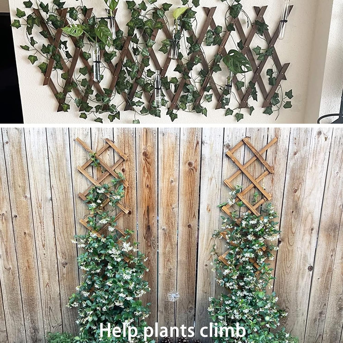 Wooden Lattice Panels for Outside 1Pack, 75"x11.8" Expandable Wood Lattice Fence Wall Garden Trellis Frame for Climbing Plants Outdoor Vine Ivy Rose Patio Room Decorative