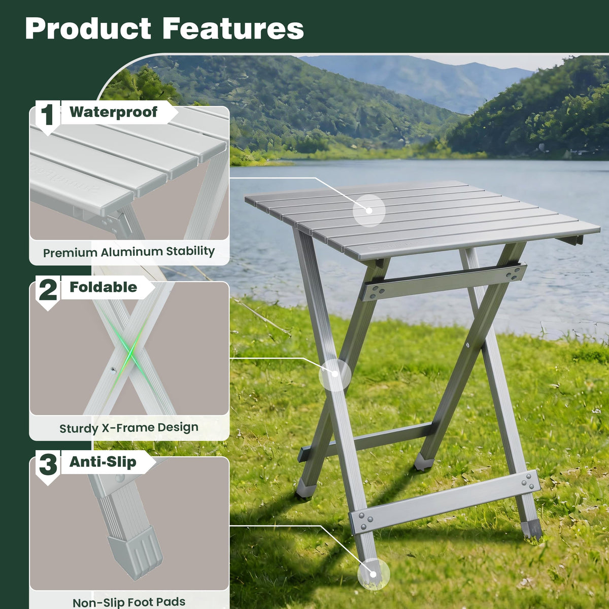 Folding Camping Table (Silver-new)