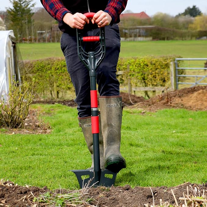 Roamwild Multi-Digger Garden Edger – Reinforced Fibreglass Light Weight Gardening Edging Tool with Edge Clearing Extra Wide Footplates & Unique Dual AIR Light Grip Technology & Root Saw Stump Cutter.