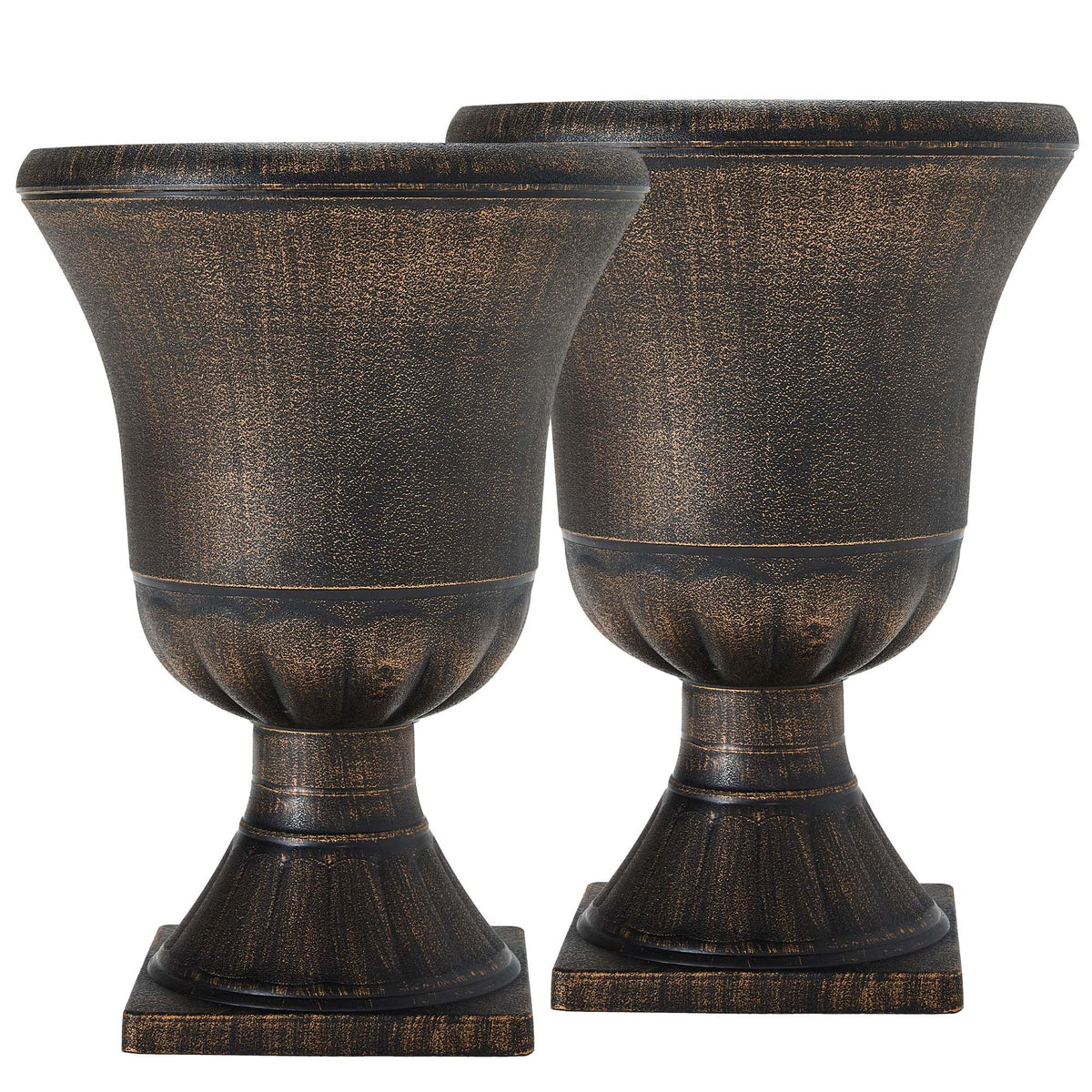22" Tall Urn Planters Set of 2 Large Flower Pots (22"-antique Bronze)