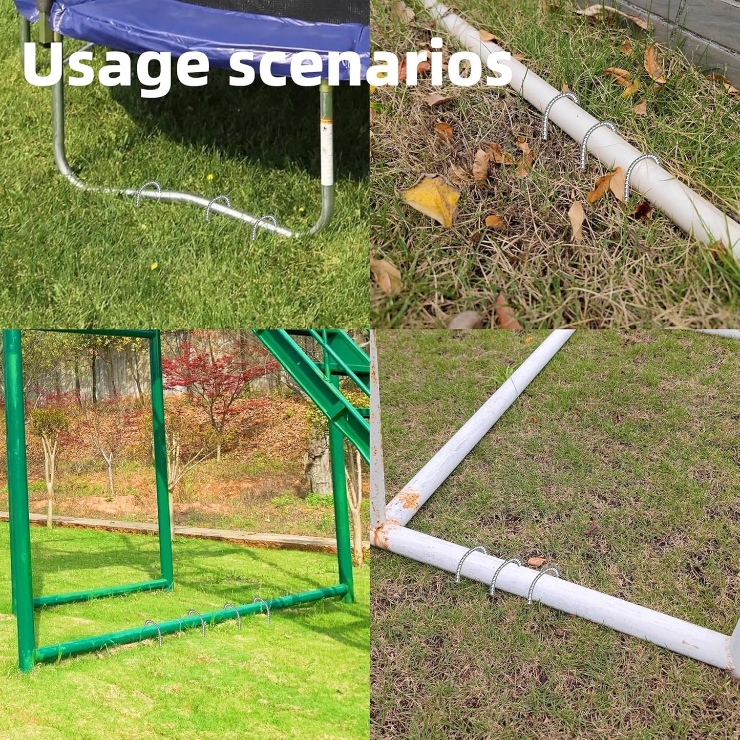 10 Pack Ground Garden Rebar Stakes Rebar 16 Inch Anti-Rust Galvanized Steel J Shape Hook Heavy Duty Ground Anchors for Tents, Position Kits,Fences, and Trampolines Landscape Fabric