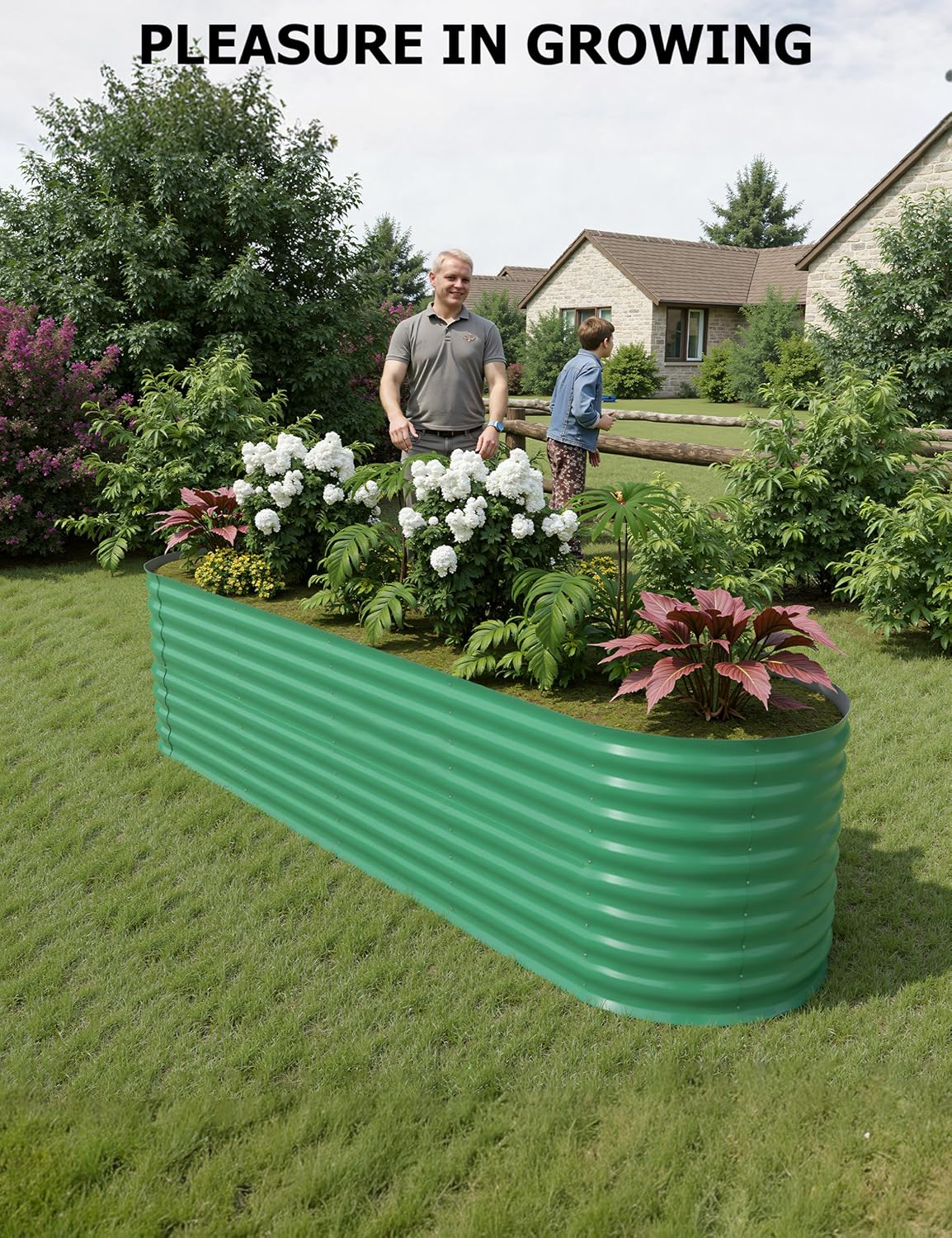 8x2x2ft 2-Pack Raised Garden Bed - Galvanized Steel Outdoor Planter Box for Vegetables, Flowers & Herbs - Durable Rust-Resistant Garden Box, Easy Assembly Raised Beds for Gardening,Green