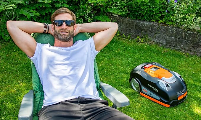 Yard Force NX100i Robotic Mower with Wi-Fi Connection, 28V Battery, App Control, Automatic Mowing and Charging (1/4 Acre Wired)