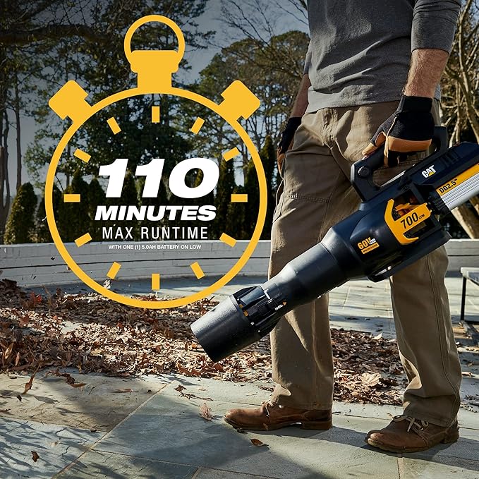 Cat DG650.9 60V 700 CFM 135 MPH Leaf Blower Cordless, Adjustable Speed Blowers for Lawn Care, Lightweight Cordless Leaf Blower with Variable Air Control – Tool Only