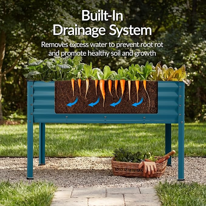 Best Choice Products 48x24x30in Galvanized Raised Garden Bed, Metal Elevated Planter Box, Vegetable Garden for Backyard, Patio, Balcony - Peacock Blue
