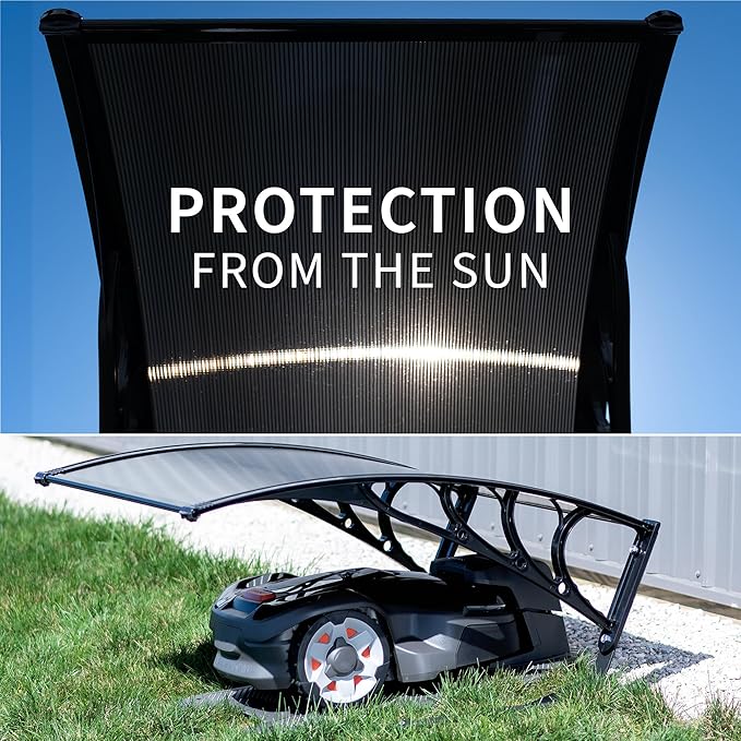 Life Finds Outdoor Shade Cover Designed for Robotic Lawn Mowers, Portable Garage Roof for Robot Mowers, Weather Resistant Polycarbonate Canopy, Black, LF-RLS1