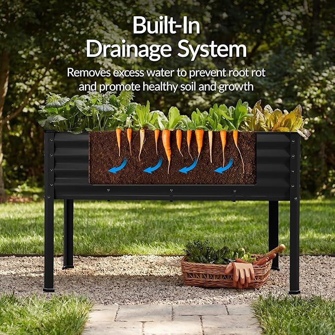 Best Choice Products 48x24x30in Galvanized Raised Garden Bed, Metal Elevated Planter Box, Vegetable Garden for Backyard, Patio, Balcony - Black