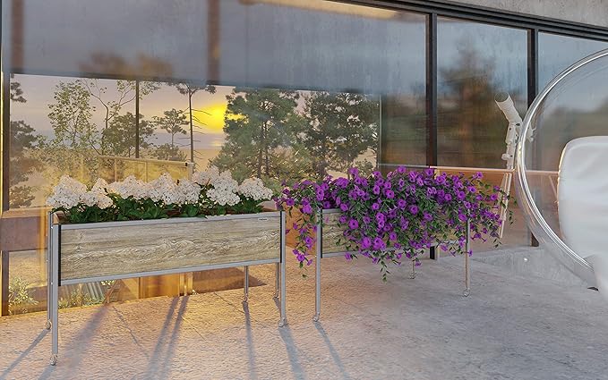 Foreman Raised Garden Bed with Wheels- Outdoor Garden Box- Outdoor Planter Box- 36”Lx12”Wx27”H - Elevated Planter Box for Backyard Patio Balcony- Amaretto