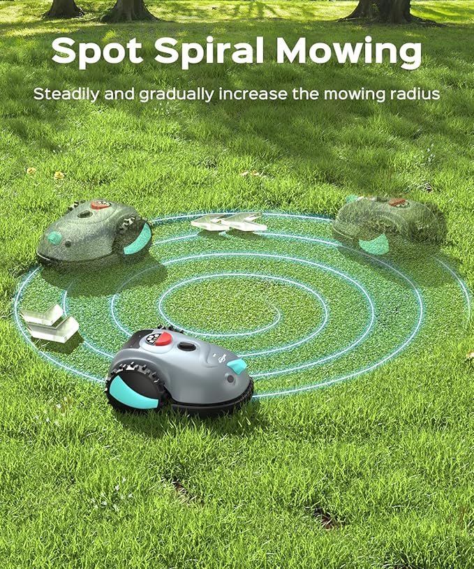 V100 Robot Lawn Mower with HD Vision Navigation, Smart Obstacle Detection, Collision Sensors, Adjustable Cutting Height, Low-Noise Operation—Perfect for Small Lawns up to 1,600 sq ft.